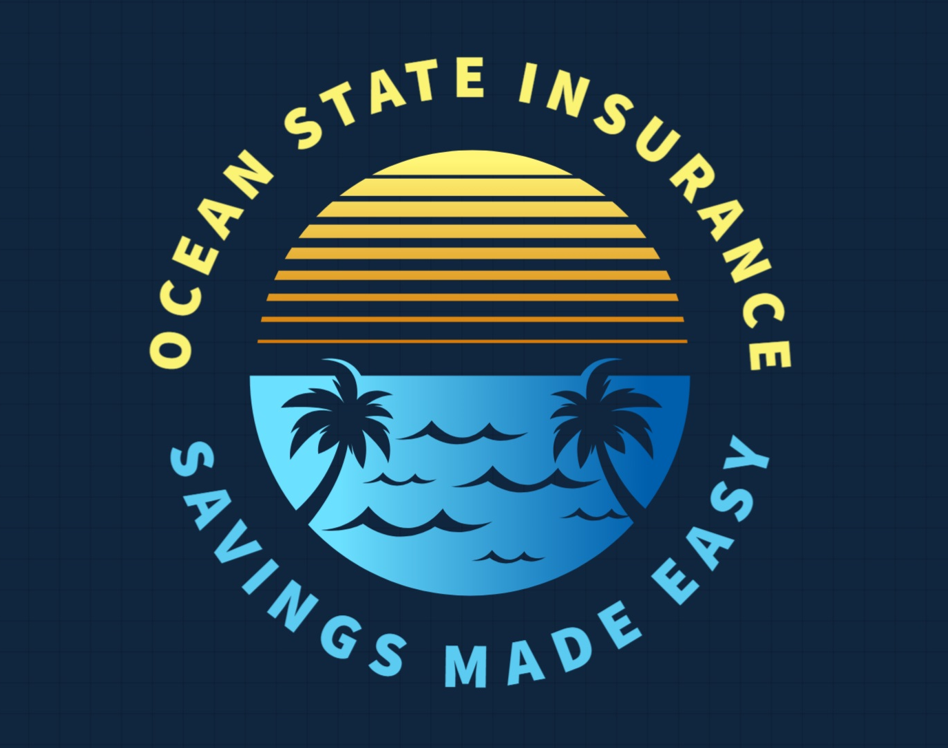 A blue and yellow logo for ocean state insurance.